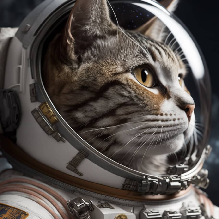 Closeup To A Cat In A Astronaut Suit Image 02 - GenerativeAI X Webflow Template