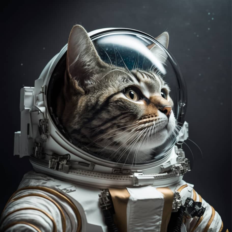 Closeup To A Cat In A Astronaut Suit Image 03 - GenerativeAI X Webflow Template
