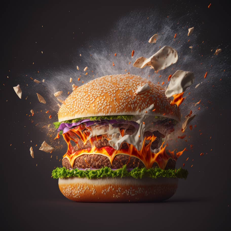 Delicious Hamburger On A Dark Background Image 02 - GenerativeAI X Webflow Template