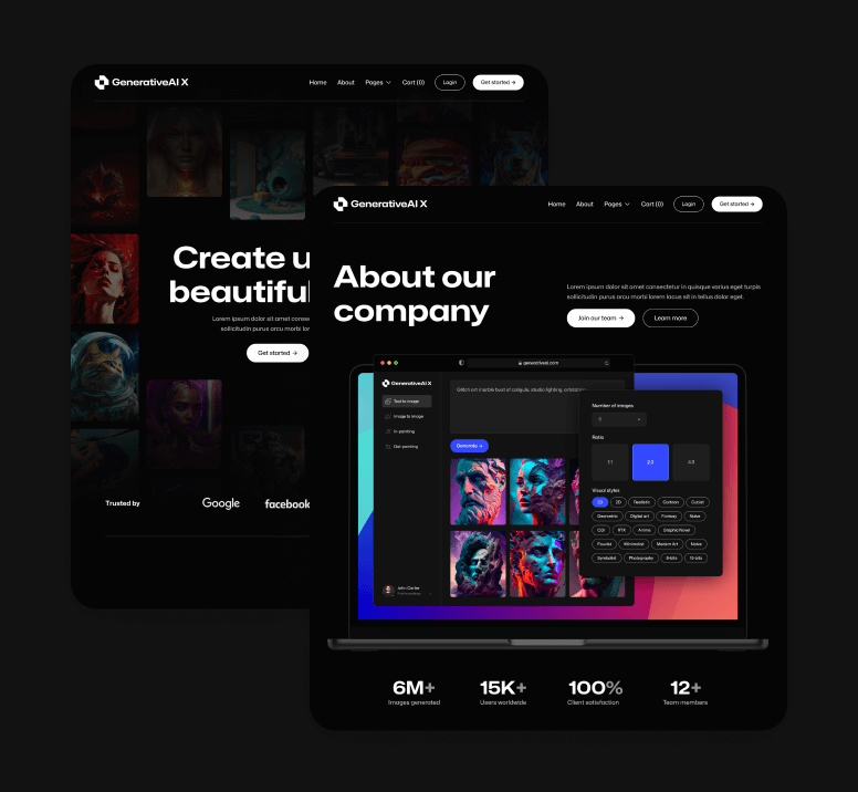 GenerativeAI X - 18+ Pages Included - AI Generator Webflow Template
