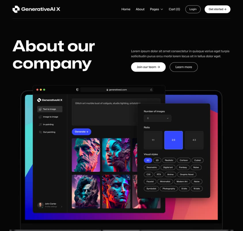 GenerativeAI X - About Page - AI Generator Webflow Template