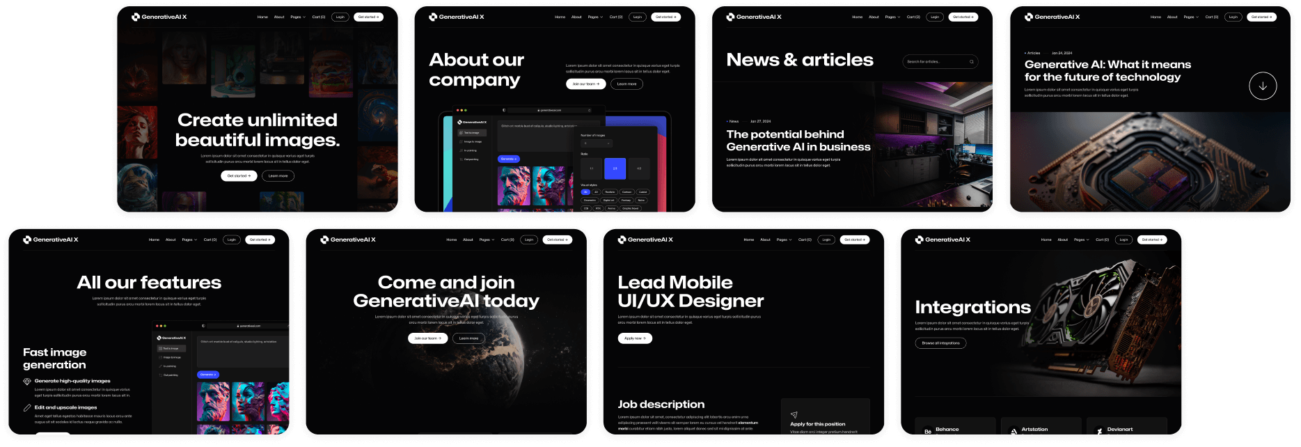 GenerativeAI X - Buy Now On Webflow - AI Generator Webflow Template