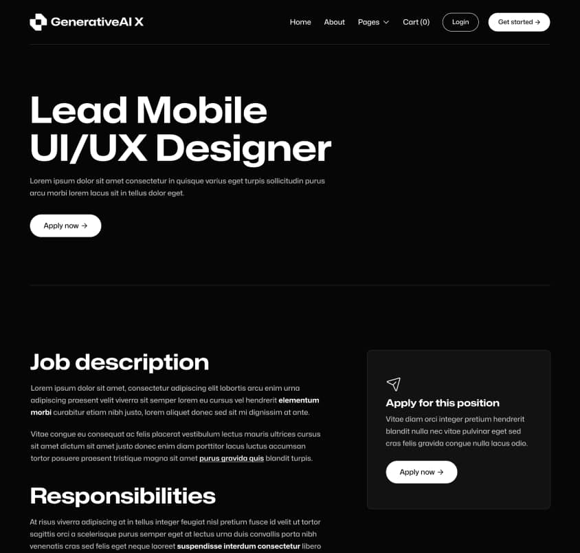 GenerativeAI X - Career Single Page - AI Generator Webflow Template