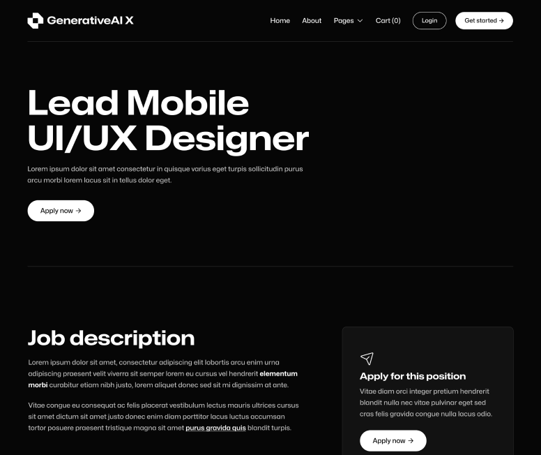 GenerativeAI X - Career Single Page - AI Generator Webflow Template