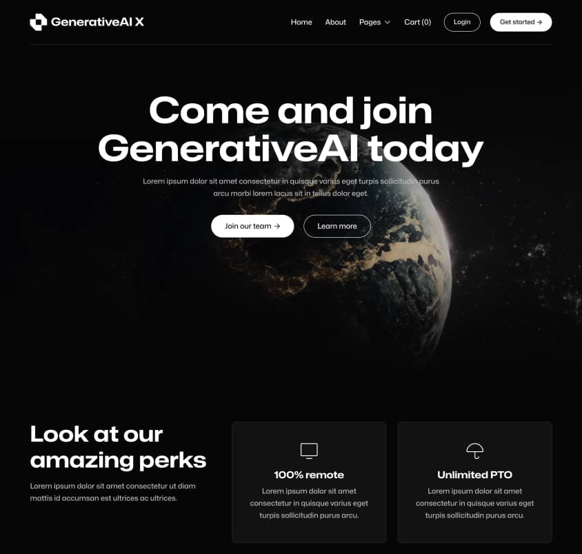GenerativeAI X - Careers Page - AI Generator Webflow Template