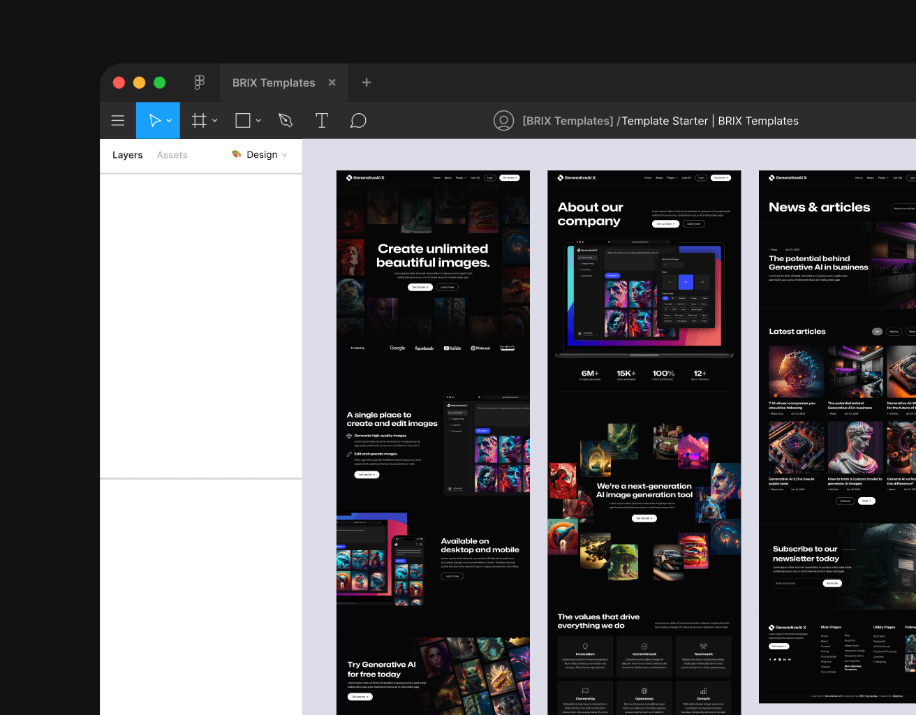 GenerativeAI X - Figma File Included - AI Generator Webflow Template