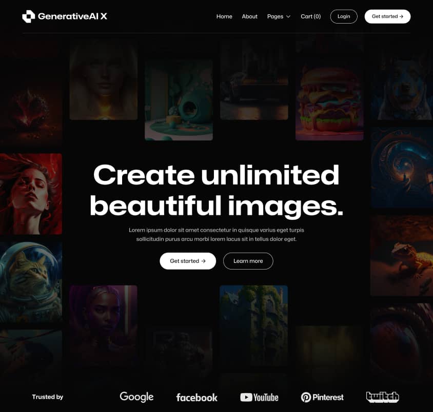 GenerativeAI X - Home Page - AI Generator Webflow Template