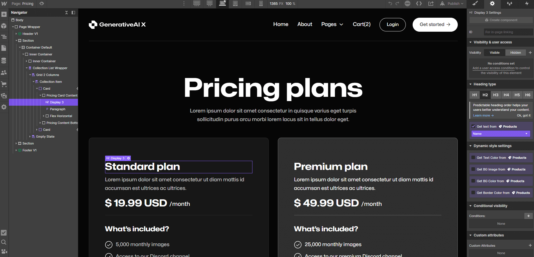 Ecommerce Content - GenerativeAI X Webflow Template