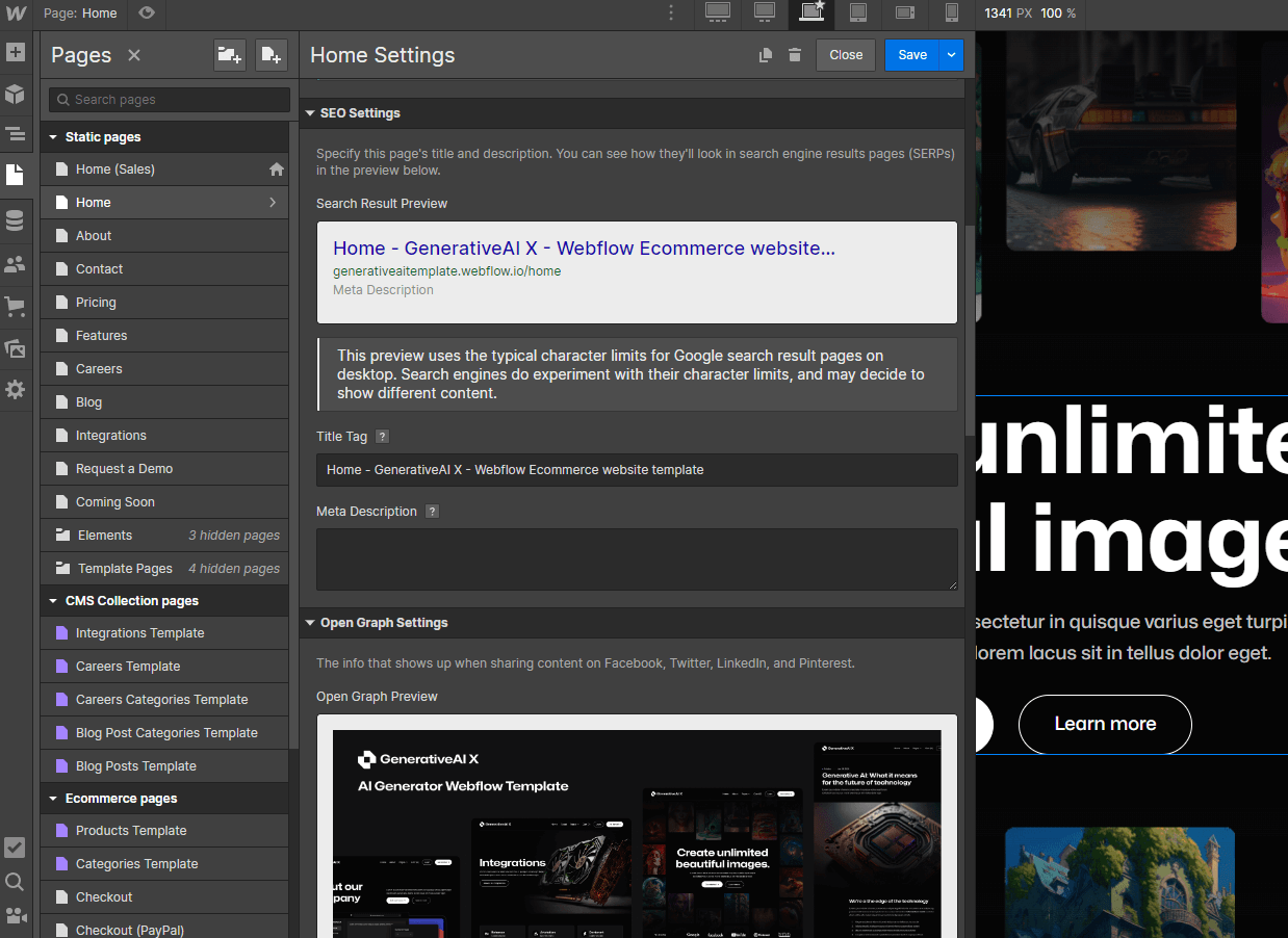 SEO - GenerativeAI X Webflow Template