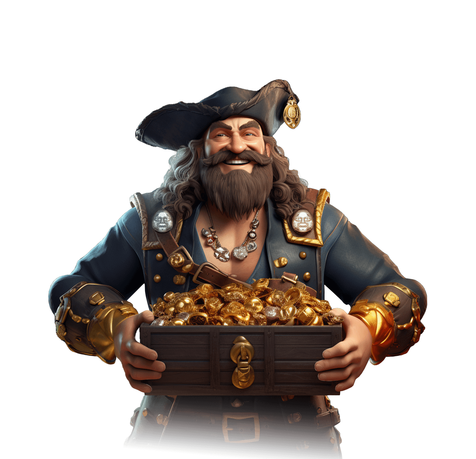 Pirate Captain holding a chest